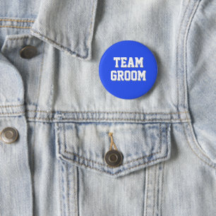 Königsblaue Athletik-Lettern Team Bräutigam Button
