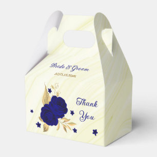 königsblaue Blumen goldene Blätter Marmor Geschenkschachtel