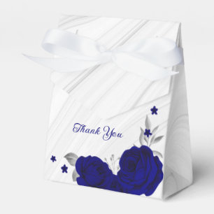 königsblaue Blumen silberne Blätter Marmor Geschenkschachtel