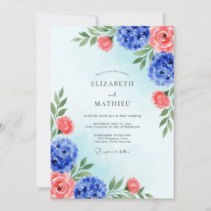 Königsblaue brillante Sommerhochzeit Einladung