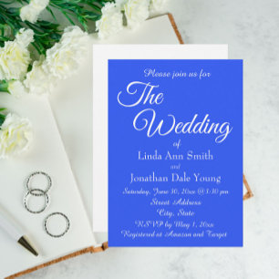 Königsblaue einfarbige einfache Hochzeit Einladung