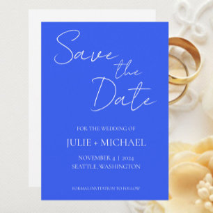 Königsblaue einfarbige einfache Hochzeit Save The Date