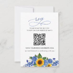 Königsblaue florale Sonnenblumen moderne Hochzeit  RSVP Karte