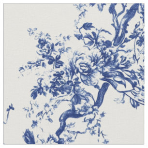 Königsblaue florale Zweig-Toile Stoff