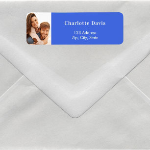 Königsblaue Foto-Hochzeitsrücksendeadresse 