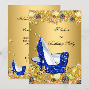 Königsblaue Gold Glitter High Heels Fabelhafte Par Einladung