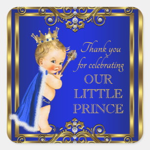 Königsblaue Gold Prinz Baby Shower Aufkleber