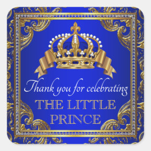 Königsblaue Gold Prinz Baby Shower Favor Aufkleber
