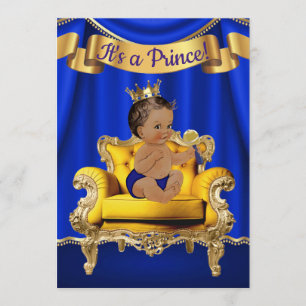 Königsblaue Goldene Babyshower-Einladungen Einladung