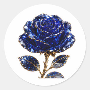 Königsblaue Goldkristallrose Runder Aufkleber