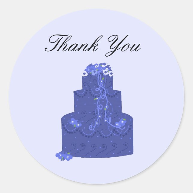 Königsblaue HochzeitstorteDanke Runder Aufkleber (Vorderseite)