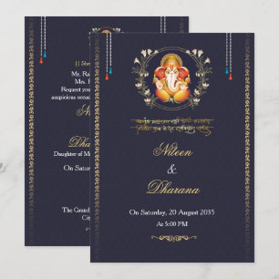 Königsblaue indische Hochzeitseinladung Einladung