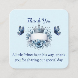 Königsblaue kleiner Prinz Baby Shower Dankeschön K Begleitkarte
