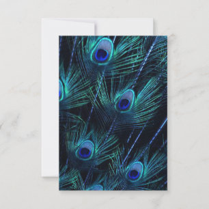 Königsblaue lila Pfauenfedern Hochzeit Einladung