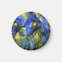 Königsblaue Mohnblumen in goldenem Strudel
