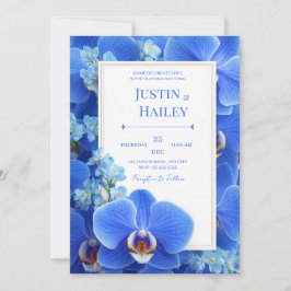 Königsblaue Orchidee Moderne Tropische Hochzeit Einladung