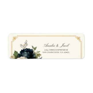 Königsblaue Pfingstrosen-Hochzeit mit goldenem Rah
