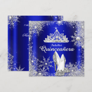 Königsblaue Quinceanera Silber-Tiara 15. Geburtsta Einladung