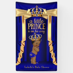 Königsblaue Seide Goldene Krone Baby Shower Ethnis Banner
