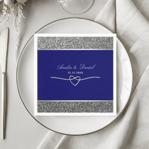 Königsblaue Silberhochzeit Serviette