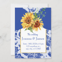 Königsblaue Spitzen-Sonnenblumen-Hochzeit