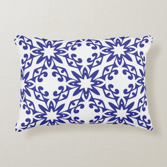 Königsblaue Treillage Dekokissen (Vorderseite)