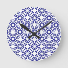 Königsblaue Trellis Runde Wanduhr