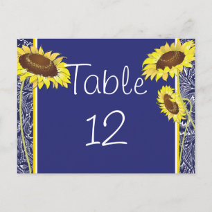 Königsblaue und gelbe Sonnenblumen-Tischkarte Postkarte