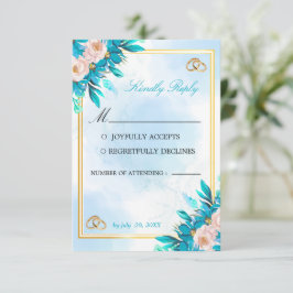 Königsblaue und goldene Hochzeits-RSVP-Karte RSVP Karte