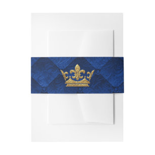 Königsblaue und goldene Kronen-Märchenhochzeit Einladungsbanderole
