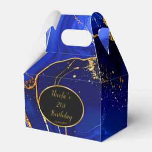 Königsblaue und goldene Marmor-Achat-Geburtstagsfe Geschenkschachtel