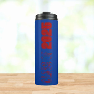 Königsblaue und rote Schulfarben Abschlussjahr Thermosbecher