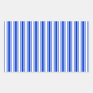 Königsblaue und weiße Bonbonstreifen Rechteckiger Aufkleber
