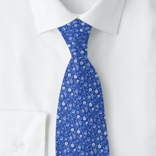 Königsblaue winzige Blumen Krawatte