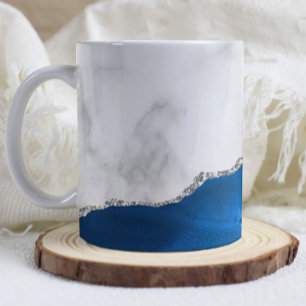 Königsblauer Achat Silber Glitter Weiße Marmor Kaffeetasse
