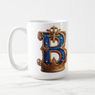 Königsblauer Buchstabe B Monogramm Kaffeetasse