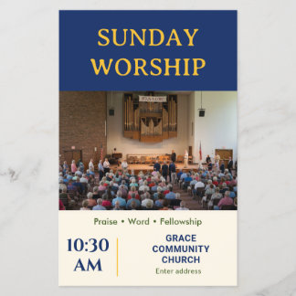 Königsblauer moderner Gottesdienst der Kirche am S Flyer