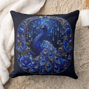 Königsblauer Pfau Kristall Glamour Kissen