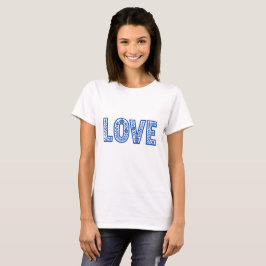 Königsblaues Blumen-"LIEBE"-T-Shirt T-Shirt