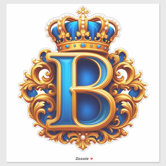 Königsblaues Buchstaben-B-Monogramm Aufkleber (Blatt)