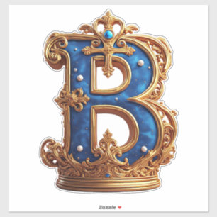 Königsblaues Buchstaben-B-Monogramm Aufkleber