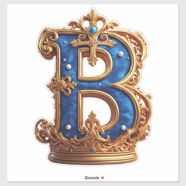 Königsblaues Buchstaben-B-Monogramm Aufkleber (Blatt)