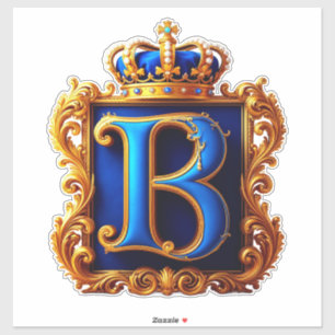 Königsblaues Buchstaben-B-Monogramm Aufkleber