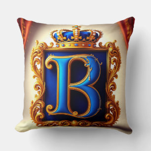 Königsblaues Buchstaben-B-Monogramm Kissen