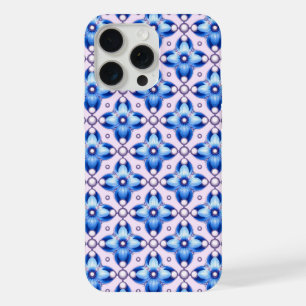 Königsblaues florales Fliesen-Luxus-Modell ✨ Perle iPhone 15 Pro Max Hülle