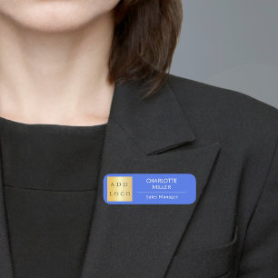 Königsblaues Geschäftslogo Mitarbeiter modern Namensschild