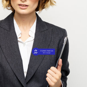 Königsblaues Geschäftslogo Mitarbeiter Namensschild