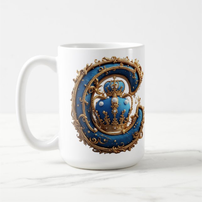 Königsblaues Monogramm Buchstabe C Kaffeetasse (Links)