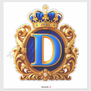 Königsblaues Monogramm Buchstabe D Aufkleber