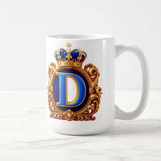 Königsblaues Monogramm Buchstabe D Kaffeetasse (Rechts)